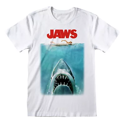 Buy Official Jaws Poster T Shirt Shark Classic Retro Spielberg Movie S M L XL XXL • 13.95£