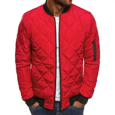 Buy Men Quilted Padded Puffer Jacket Casual Zip Up Winter Warm Coat Bomber Outwear • 12.08£