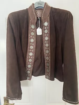Buy Double D Ranch Brown Leather Jacket Cross Studded (M Medium) • 110£