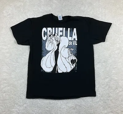Buy Cruella DeVil Women’s Short Sleeve Crew Neck Black T-Shirt Size L 101 Dalmatians • 9.45£