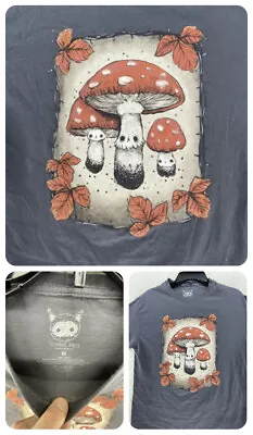Buy Stephanie Bayles T Shirt Wmns M Mushrooms Cute Fairy Goblincore Gray Orange S/S • 18.78£