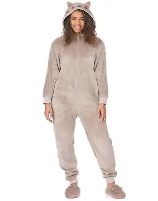 Buy Pusheen Womens Jumpsuit Pyjama | Ladies Novelty All In One Set | Brown Cat PJs • 27.95£