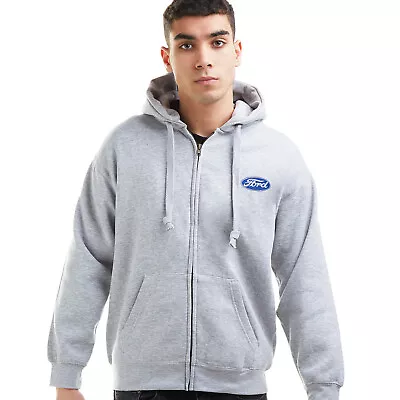 Buy Ford Mens Hoodie Logo Icon Zip Up Jacket Grey Marl S - XXL Official • 22.99£