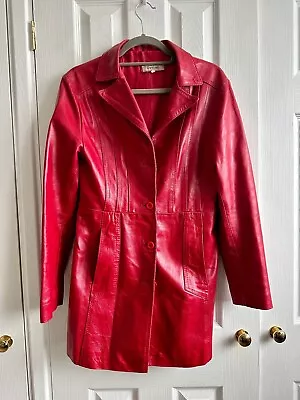 Buy Red Leather Jacket - Size Large (but Fits A Small/medium) • 39.99£