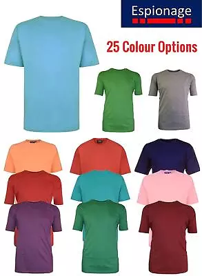 Buy Espionage Men's Big Size Pure Cotton Basic Plain Tee Shirt Size 2XL-8XL  7Colour • 15.50£