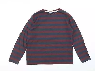 Buy Rebel Boys Blue Striped Cotton Basic T-Shirt Size 11-12 Years Crew Neck • 5.50£