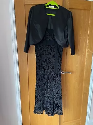 Buy Black Evening/cocktail Dress And Jacket, Dress Size 18, Jacket Size16. • 30£