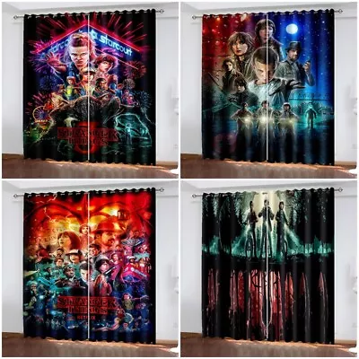 Buy Stranger Things 3D Thick Blackout Window Curtains Thermal Ring Top Eyelet Drapes • 25.28£