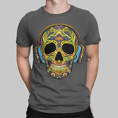 Buy Skull Candy Headphones T-Shirt Headphones Day Of Dead Mexico Tee Gift • 10.23£