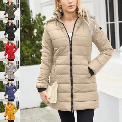 Buy Women's Winter Cotton Parka Quilted Long Coat Hooded Ladies Warm Padded Jacket • 33.09£