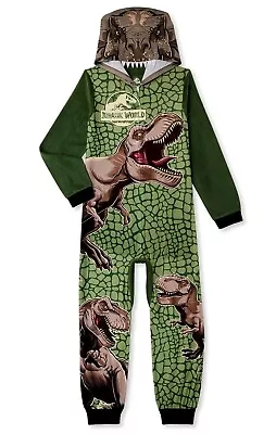 Buy Jurassic World Boys Pajamas Dinosaur Union Suit One Piece Size 4-12 Park Costume • 31.07£