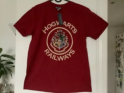 Buy Official Harry Potter  Hogwarts Railways T-Shirt In Dark Red Size: LARGE BNWT • 10£