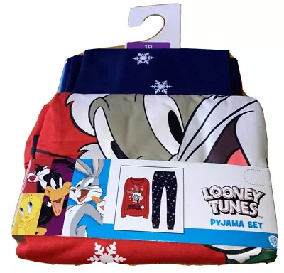 Buy Wb Looney Tunes Bugs Daffy Tu Long Pjs Pyjamas Bnwt Festive Xmas Size 18 Gift • 16.50£