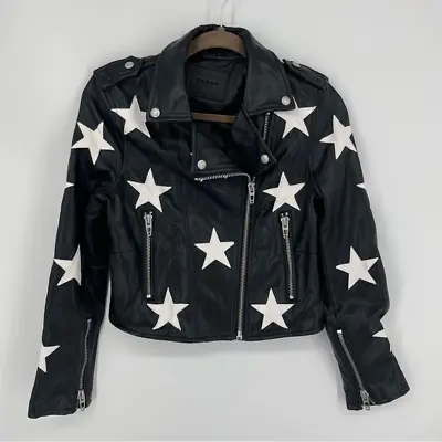 Buy Blank NYC Vegan Faux Leather Jacket Star Moto‎ Biker Sz XS • 17.76£