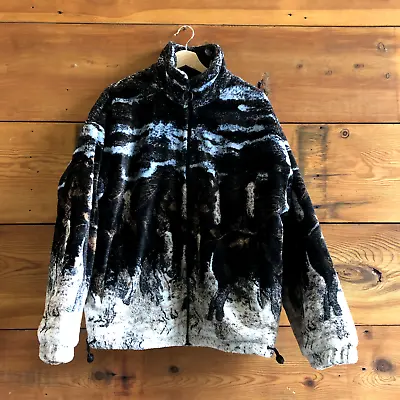 Buy S - Zara RARE Black Wild Horse Print Fleece Relaxed Fit Front Zip JACKET 0505LA • 62.73£