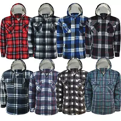 Buy Mens Padded Sherpa Fleece Lined Lumberjack Hoodie Jacket With Work Padded Shirt • 19.99£