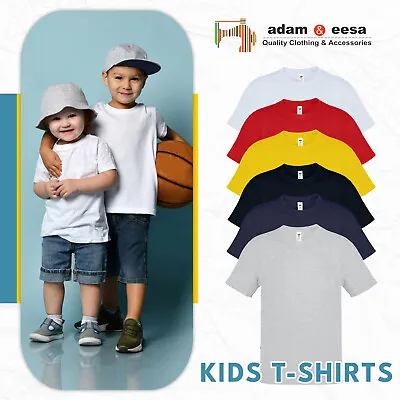 Buy Kids T Shirts Childrens Plain Short Sleeve Boys Girls Tee Shirt PE Sport Top LOT • 3.97£
