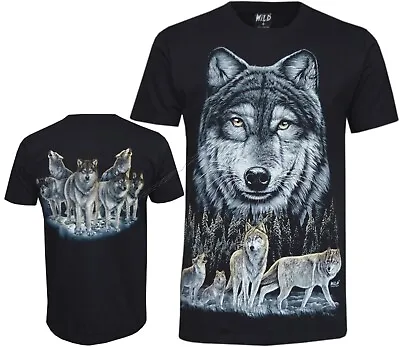 Buy Wolf Pack T-shirt Wolves Roaming In A Forest Howling Glow In The Dark By Wild • 14.95£