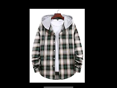 Buy AUS SELLER Men Flannel Plaid Hoodie Shirt Jacket Casual Long Sleeve XL  SIZE • 31.33£