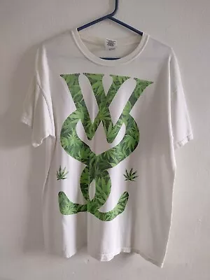 Buy While She Sleeps Band T-shirt Mens White Logo Weed Themed Old Merch • 14.95£