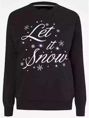 Buy Let It Snow Light Up Flashing Light Sweatshirt Black Christmas Xmas  Large • 30.99£