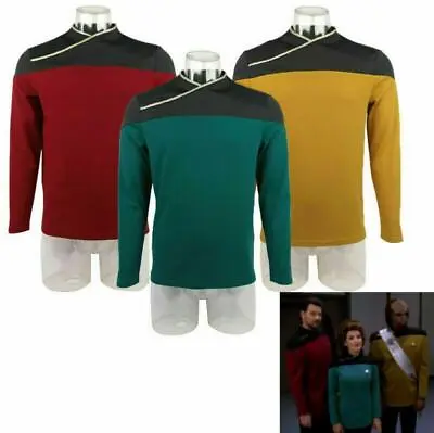 Buy For TNG Captain Picard Red Uniform Top Jacket Voyager DS9 Yellow Blue Costumes • 21.60£