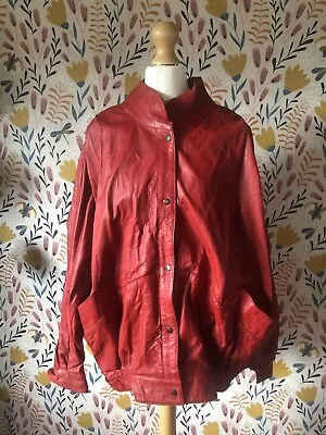 Buy Vintage Red Leather 80’s Jacket Michael Jackson Style • 40£