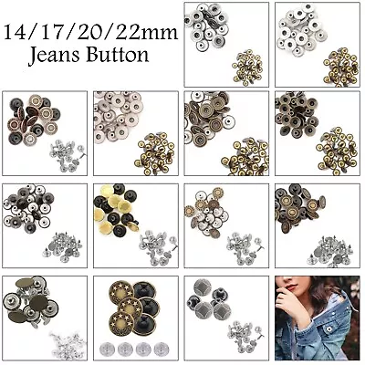 Buy Jeans Buttons Hammer On Denim Replacement DIY For Leather Bags Trousers Skirts • 1.99£