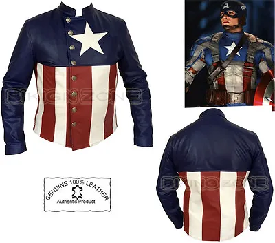 Buy Captain America Stylish Mens Motorbike / Motorcycle / Fashion Leather Jacket • 119.99£