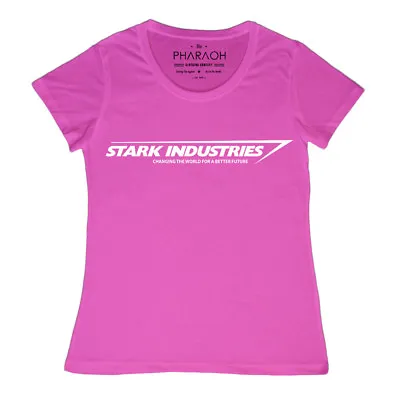 Buy Ladies STARK INDUSTRIES IRONMAN MOVIE Logo T SHIRT Avengers Infinity War Womens • 18.99£