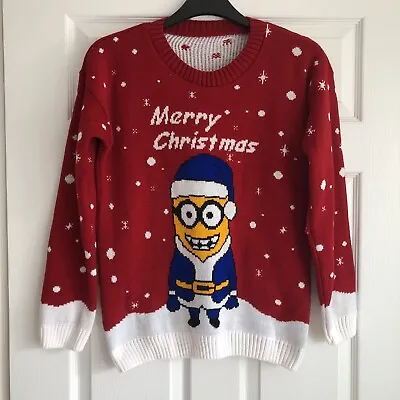 Buy Minions Red Christmas Xmas Jumper Sweater Size Medium • 12.99£