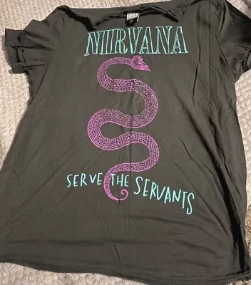 Buy Nirvana T Shirt Grunge Rock Band Merch Tee Ladies Size S Top Kurt Cobain Black • 14.30£