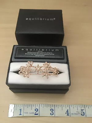 Buy Equilibrium Rose Gold Plated Costume Jewellery - 3 Bar Flower Bangle • 9.89£