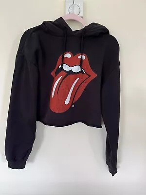 Buy The Rolling Stones Cropped Black Signature Hoodie. Size Medium/UK10 • 14.99£
