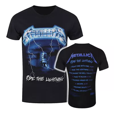 Buy Metallica T-Shirt Ride The Lightning Tracks Rock Band New Black Official • 15.95£