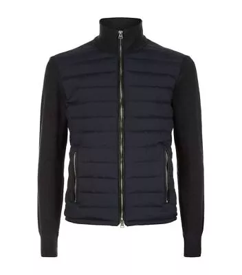 Buy Men's Knitted Sleeve Black Blue Blended Wool New Bomber Puffer Style Jacket • 29.99£