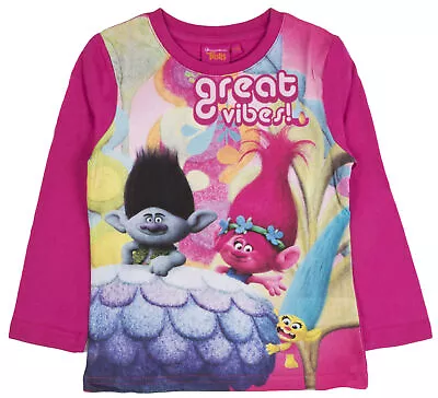Buy Girls Trolls Long Sleeved T Shirt Kids Poppy Top Tee Kids Character Gift Size • 4.95£