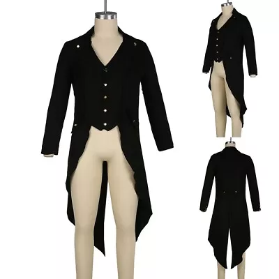 Buy Fashion Men Tailcoat Size S~4XL Soft Steampunk Clothes Coat Comfortable • 29.15£