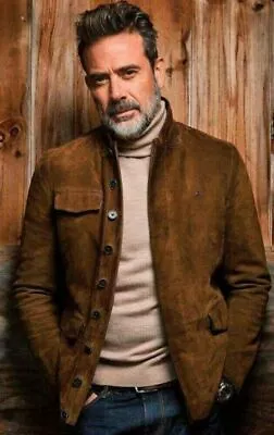 Buy The Walking Dead Inspired Jeffrey Dean Morgan Dark Brown Suede Leather Jacket • 145.45£
