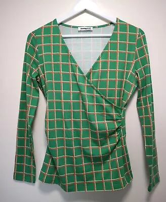 Buy Kettlewell Green Check V-Neck Faux Wrap Top Size S • 16.99£