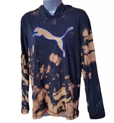 Buy Retro Puma Size Small Hoodie Bleach Dye Copper Unisex Activewear Casual Jacket • 11.64£