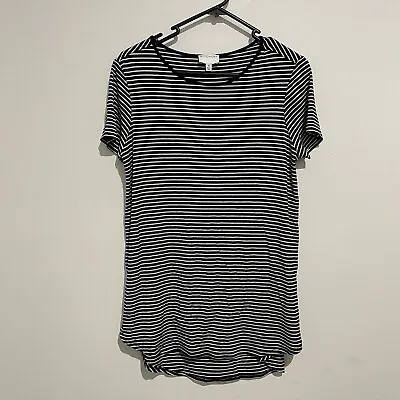Buy Witchery Womens Scoop Neck Striped T Shirt Baggy Fit Size XS Casual Black White  • 21.65£
