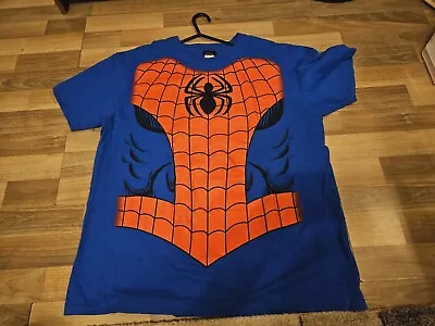 Buy Marvel Spiderman T-shirt Mens Red Blue Web Size Large Cotton Costume • 8£