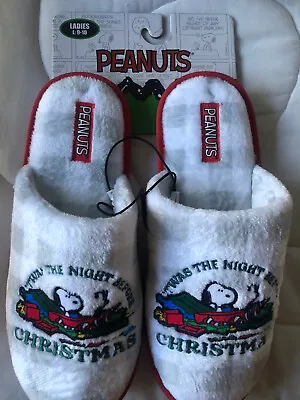 Buy Peanuts~SNOOPY “TWAS The NIGHT”~Unisex~Christmas Slippers~Size LARGE~NEW~FREE SH • 37.95£