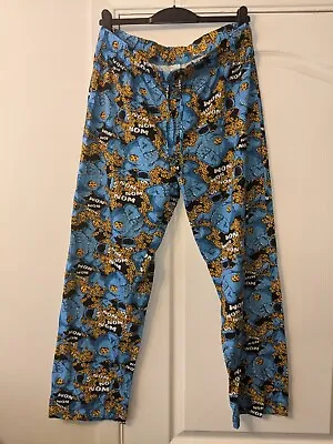 Buy Blue Cookie Monster Pyjama Trousers Large Men's Cookie Monster Lounge Trousers L • 6.50£