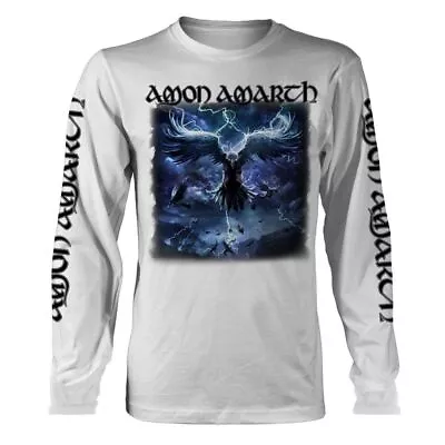 Buy Officially Licensed Amon Amarth Ravens Flight Mens White Long Sleeve T Shirt • 19.95£