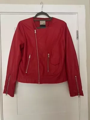 Buy Red Faux Leather, Miss Captain Biker Jacket, Size 12 • 15£