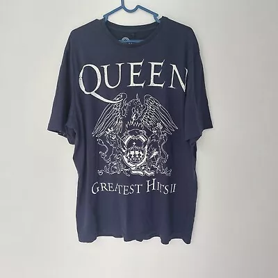Buy Queen Greatest Hits II Mens Rock Band Short Sleeved T Shirt / XL / Blue • 12.99£