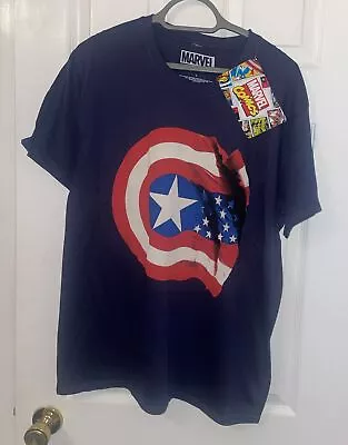 Buy Marvel Avengers Mens Captain America Shield American Flag Print T-shirt Size XL • 5£