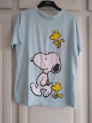 Buy Peanuts Snoopy Ladies Tshirt Size 12 Pale Blue • 9.50£